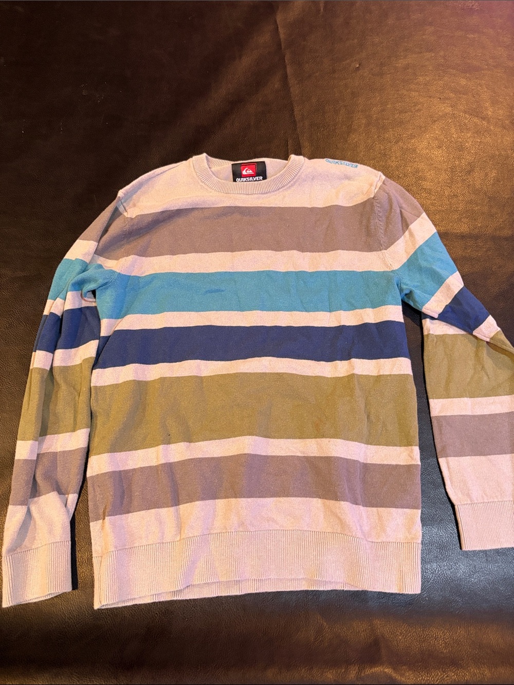 Quiksilver Striped Sweater in Blue, Teal, Olive, Gray, White